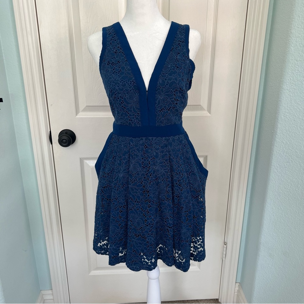 Free People Lovingly In Lace Blue Dress - Picture 2 of 9